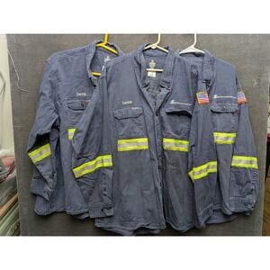 Lapco FR Work Shirts (3) Hi Vis Stripes Blue 100% Cotton Moisture Management 3XL